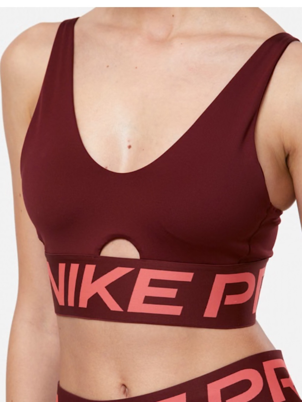 Nike Women’s Maroon Sports Bra with Pink Logo
